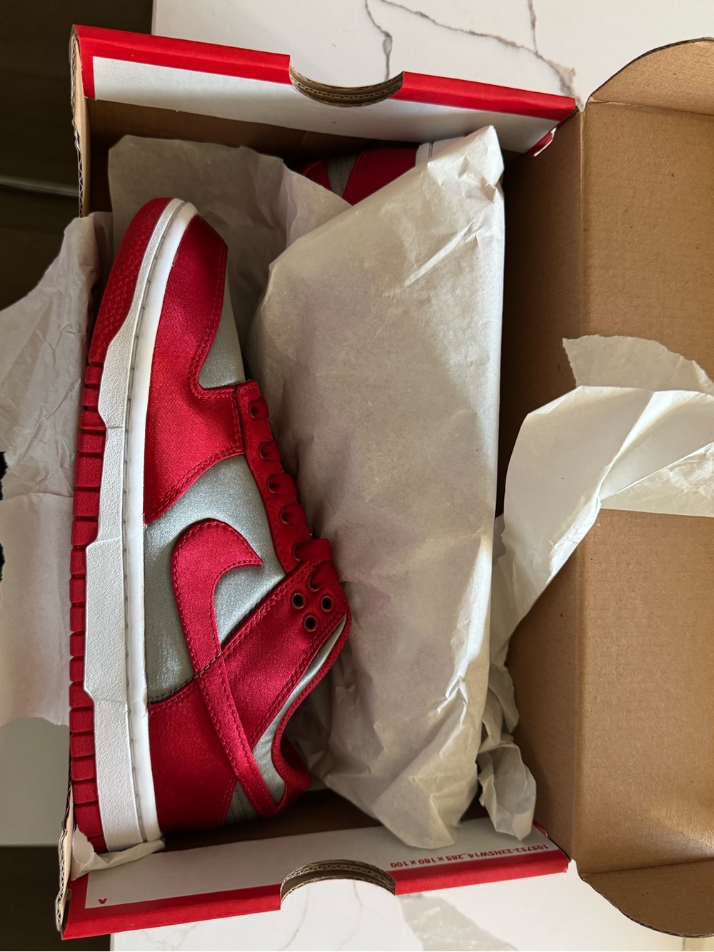 Nike Kids Red and Silver Low-Top Sneakers